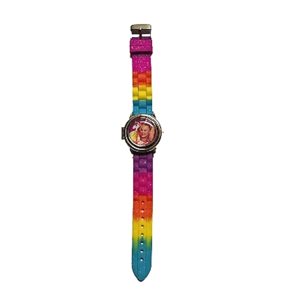 JoJo Siwa Metal Spinner Flip Watch with Rainbow Band